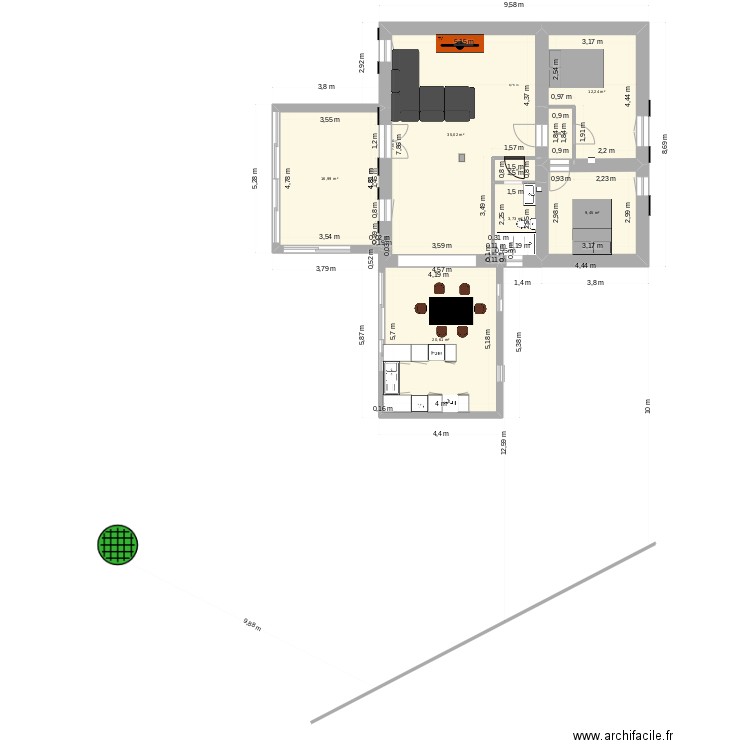 MAISON agrandissement 20m2. Plan de 9 pièces et 101 m2