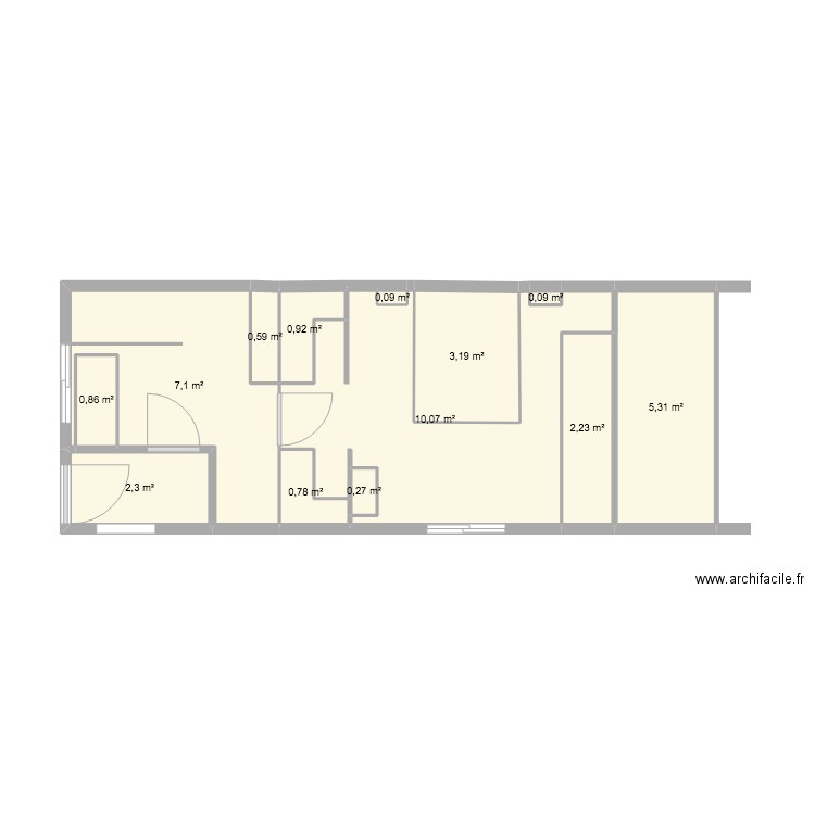 projet extension 1bis. Plan de 13 pièces et 34 m2