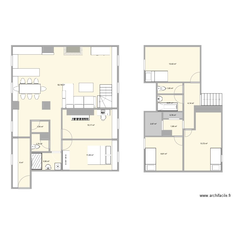 Quincampoix. Plan de 23 pièces et 140 m2