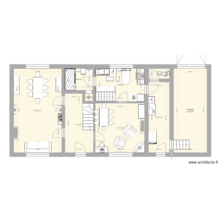 Gouy RDC 2. Plan de 9 pièces et 108 m2