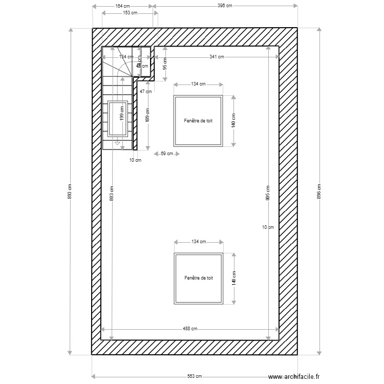 futur ouverture comble humblet christophe. Plan de 1 pièce et 39 m2