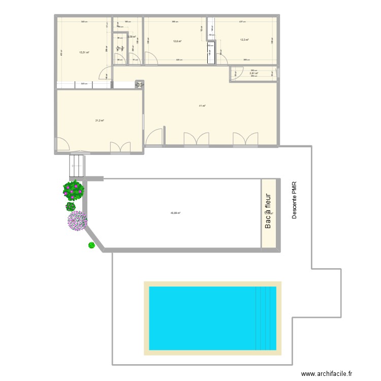 Plan actuel 2023. Plan de 11 pièces et 162 m2