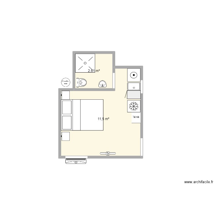 STUDIO3. Plan de 2 pièces et 14 m2