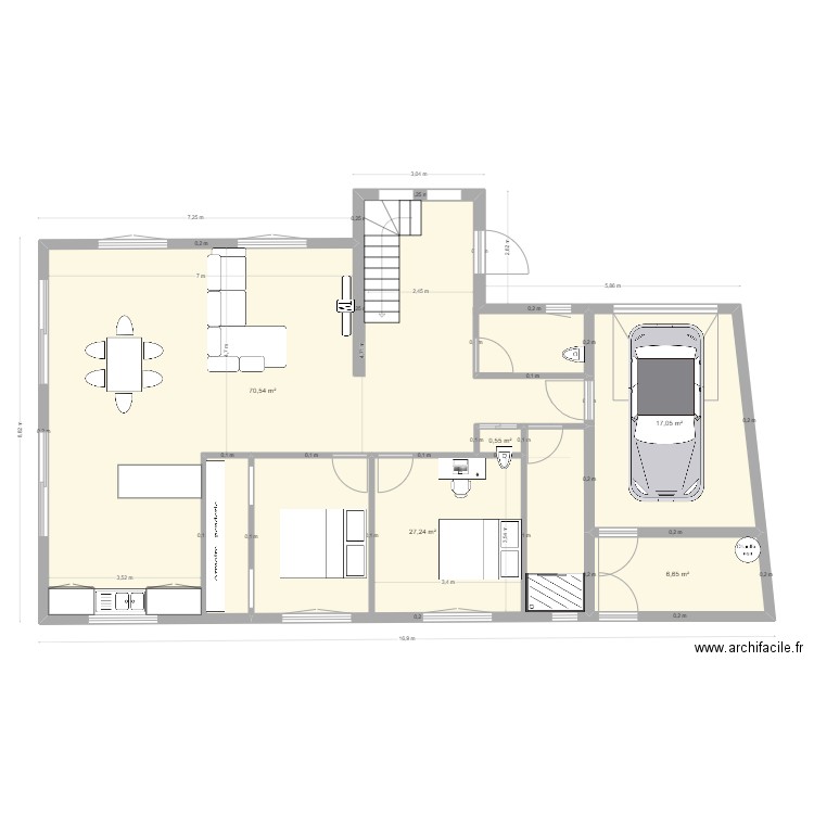 PROJET KINTZHEIM RDC. Plan de 5 pièces et 122 m2