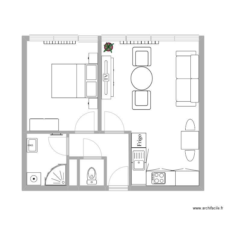 Appartement Jicé. Plan de 6 pièces et 40 m2