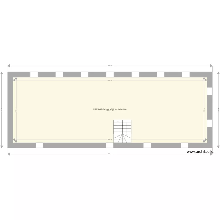 Ancienne maison &agrave; r&eacute;nover combles. Plan de 