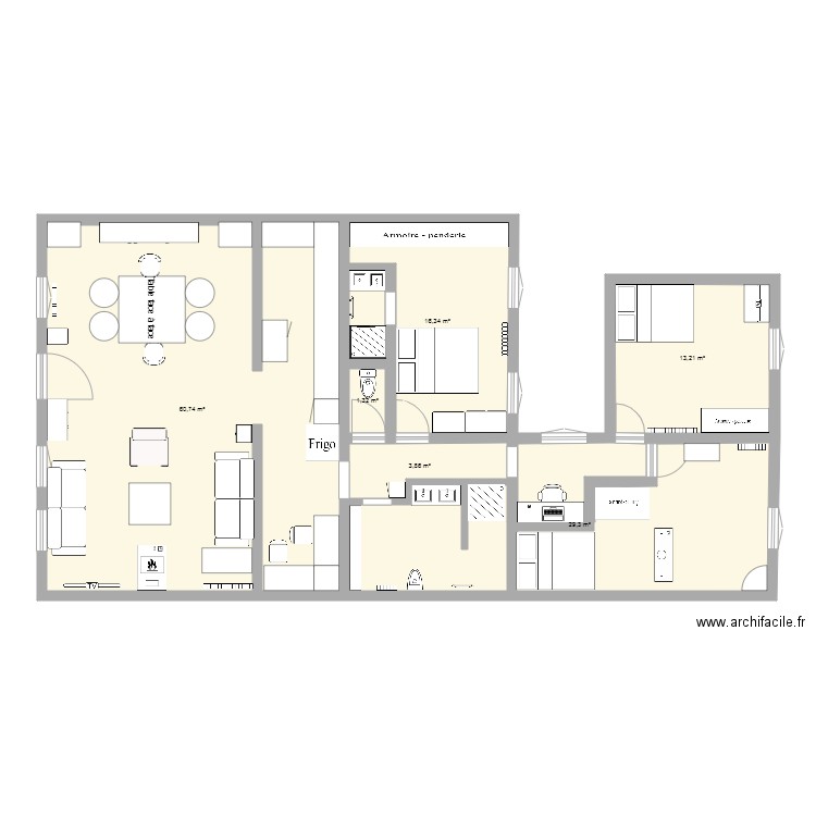 maison. Plan de 6 pièces et 125 m2