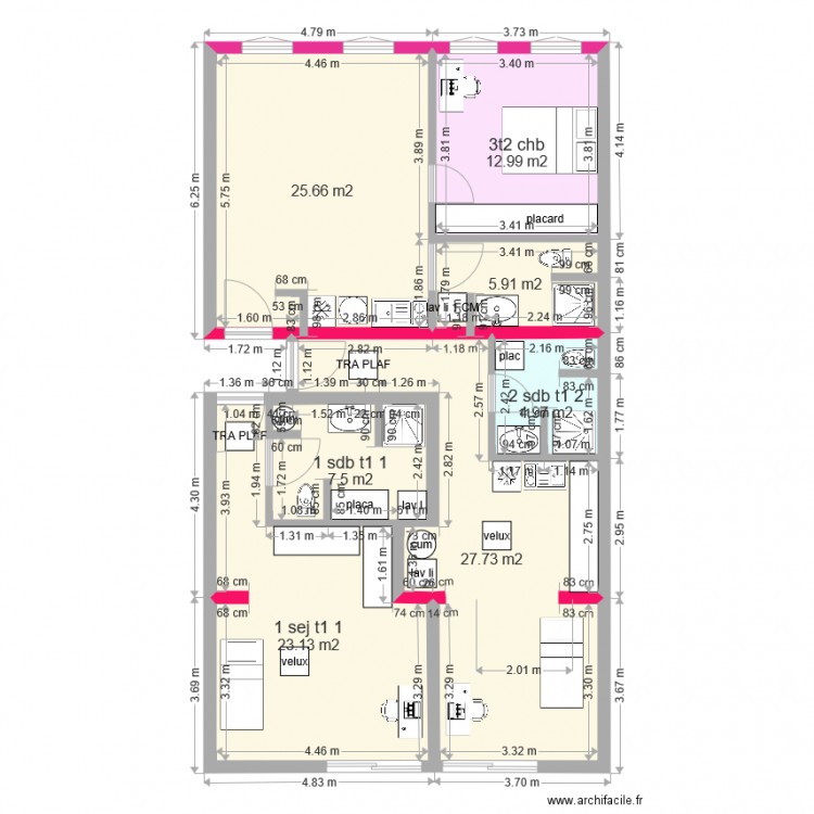 BONNAC PLAN 1 T2 et 2 studios der. Plan de 0 pièce et 0 m2