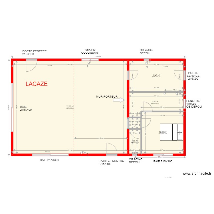 LACAZE clémence. Plan de 11 pièces et 211 m2