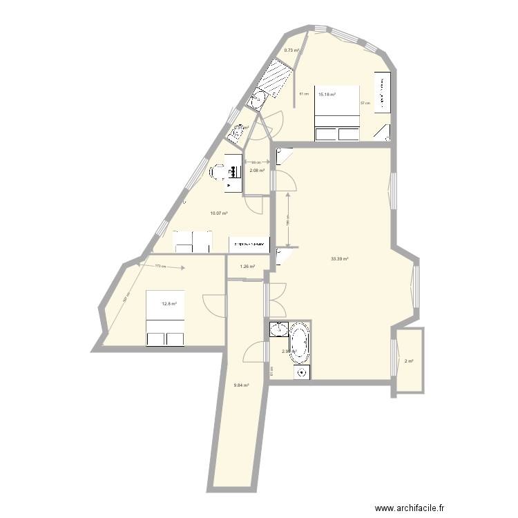 tolbiac 13eme sans toucher aux murs porteurs 3. Plan de 0 pièce et 0 m2