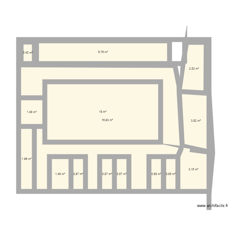Patinoire 2. Plan de 15 pièces et 61 m2