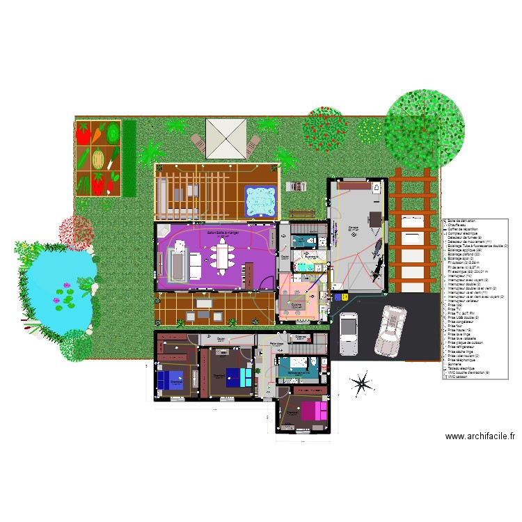 projet 2. Plan de 15 pièces et 161 m2