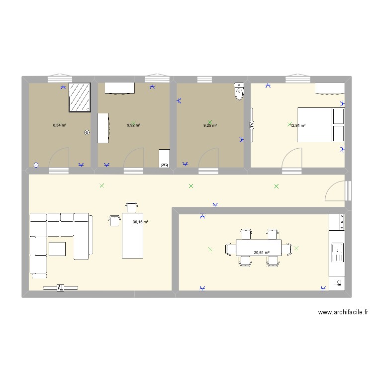 appartement alfi amine . Plan de 6 pièces et 97 m2