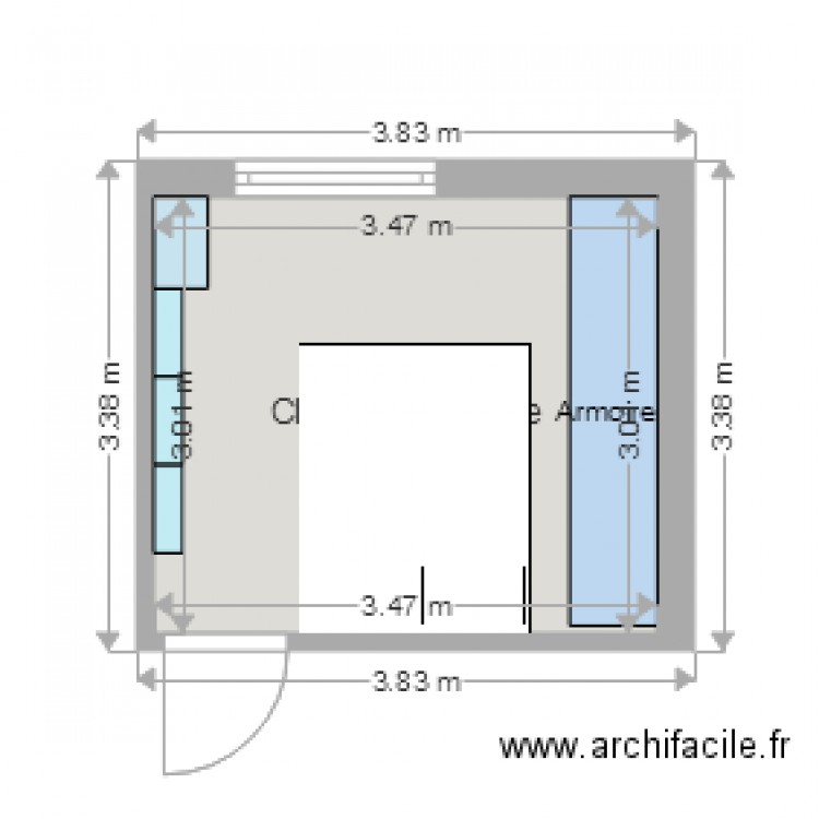 Chambre Michèle Caillat 2023 02-02. Plan de 1 pièce et 10 m2