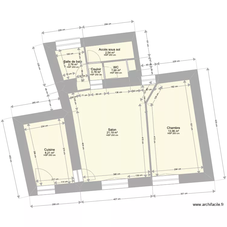 Pouanc&eacute; 7 ancien hopital. Plan de 