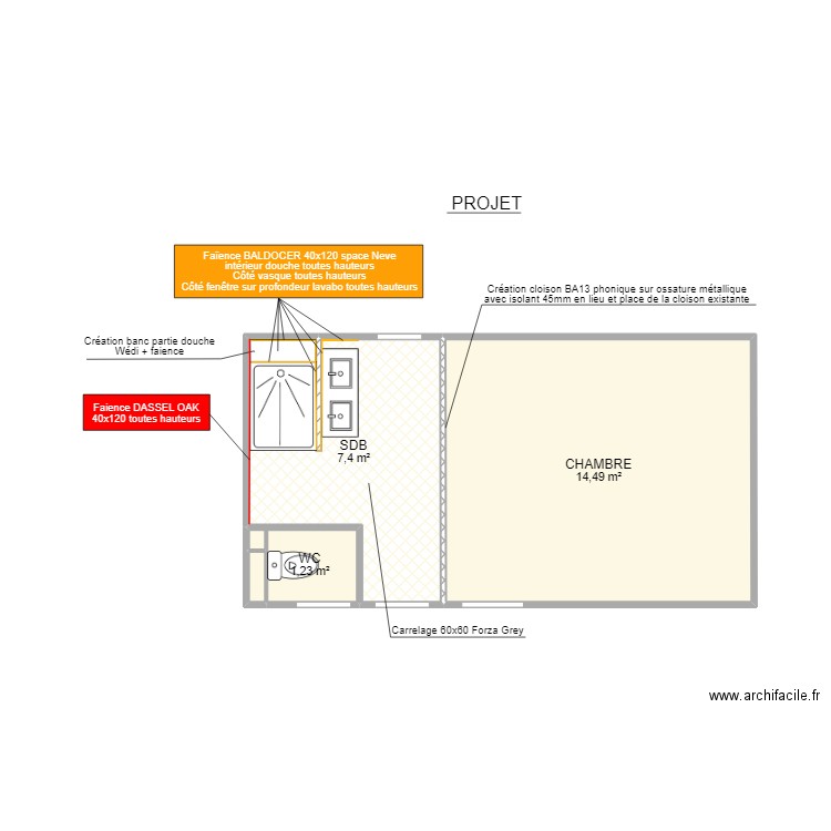 LECORRE PROJET. Plan de 4 pièces et 23 m2