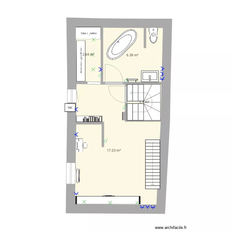 Maison 2e niveau &eacute;lectricit&eacute; . Plan de 