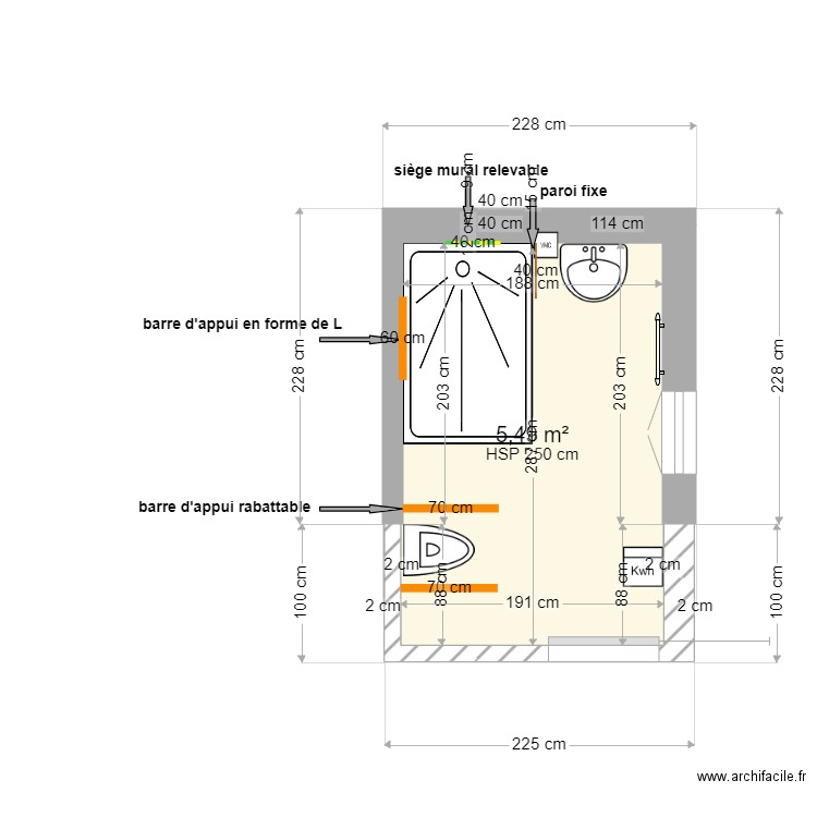 M et Me TOURNEUX bis. Plan de 1 pièce et 5 m2