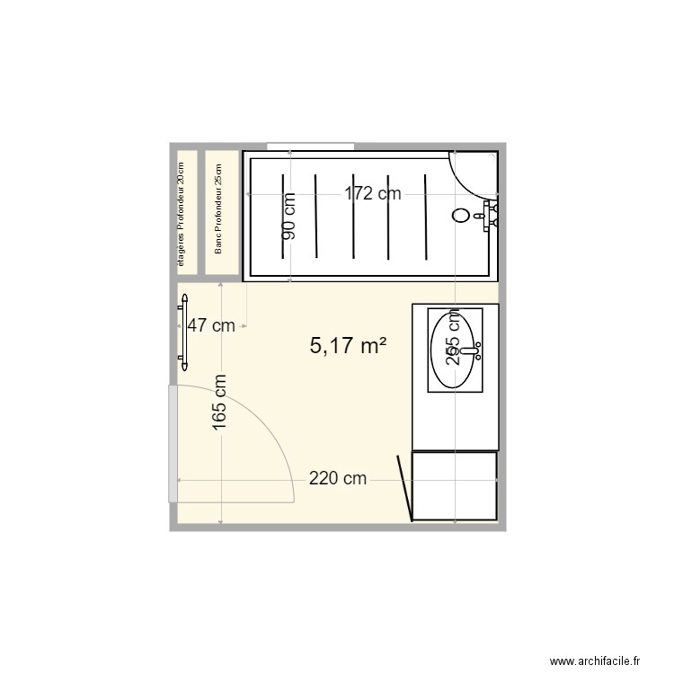 celia deluy sdb. Plan de 3 pièces et 5 m2