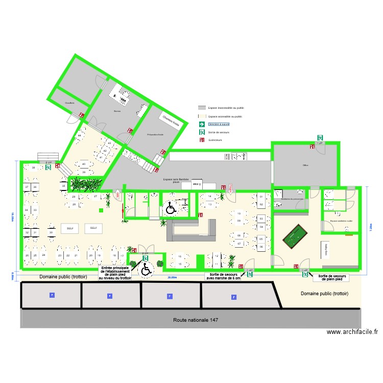 Plan accessibilté avec stationnement. Plan de 0 pièce et 0 m2