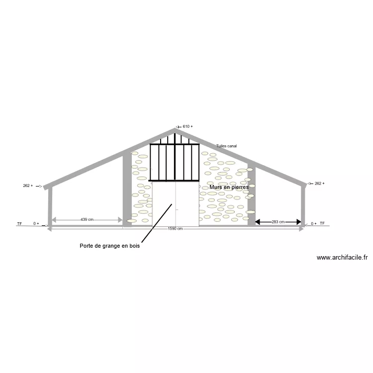 Facade Sud existant. Plan de Facade Sud existant. Plan de