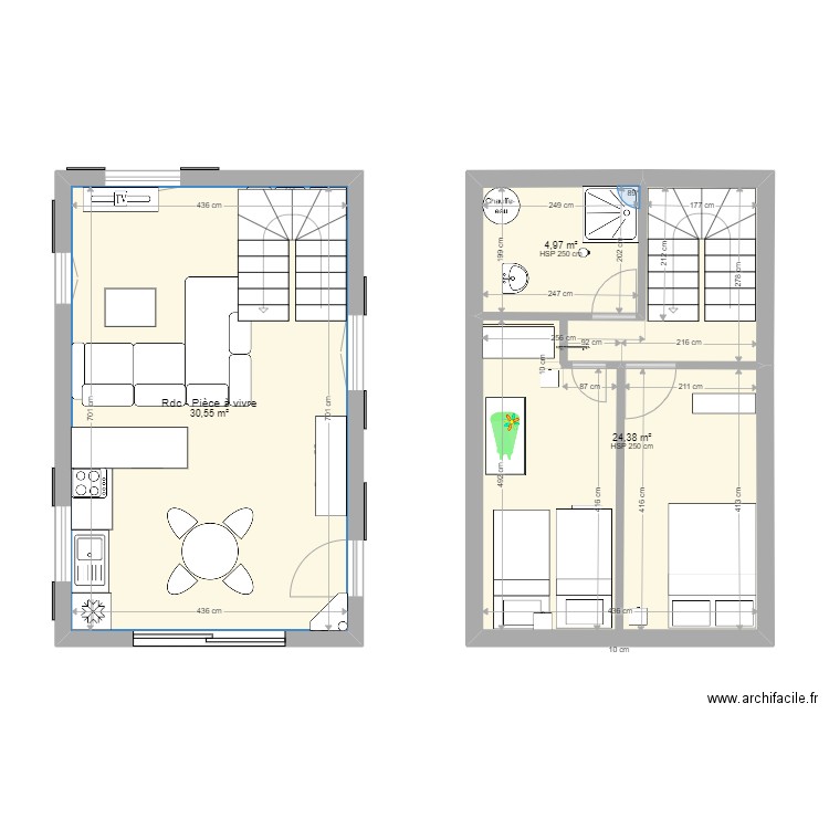 Garage Alligny 2. Plan de 3 pièces et 60 m2
