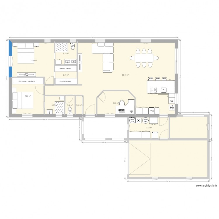 plan pp lot. Plan de 13 pièces et 150 m2