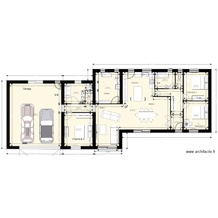 PLEIN PIED GAR SB CH WC 05 10 2021. Plan de 0 pièce et 0 m2