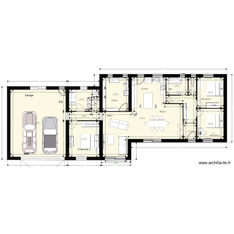 PLEIN PIED GAR SB CH WC 05 10 2021. Plan de 