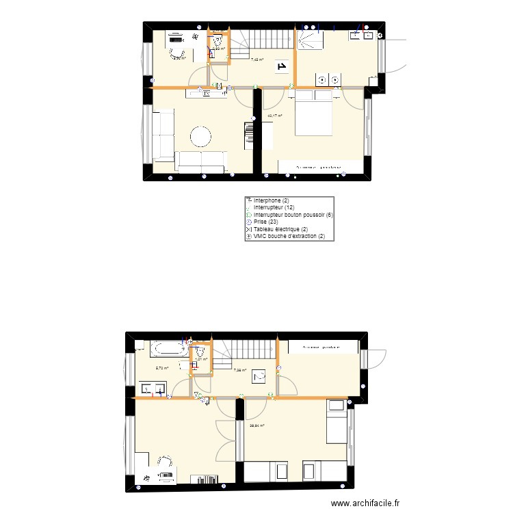 1er et 2e ganshoren . Plan de 10 pièces et 109 m2