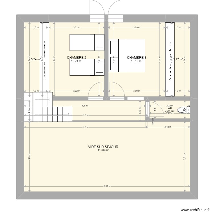 aydius etage. Plan de 6 pièces et 79 m2