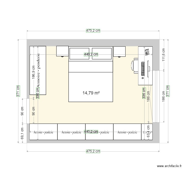 Chambre 1. Plan de 0 pièce et 0 m2