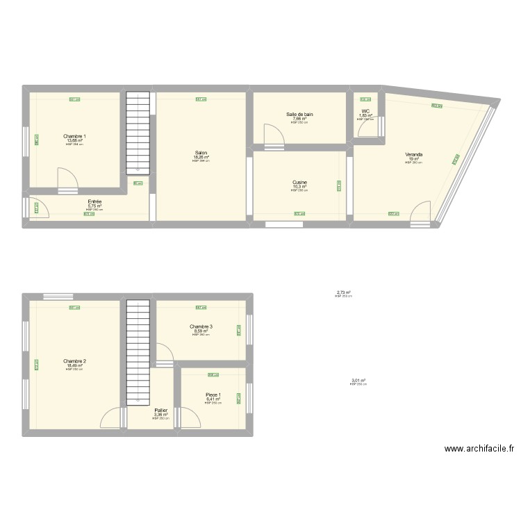 dxcsqdc. Plan de 13 pièces et 119 m2