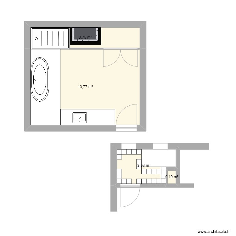douche wc. Plan de 0 pièce et 0 m2