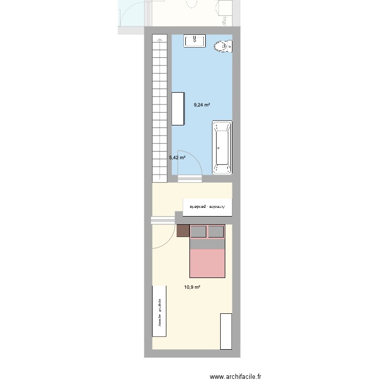 prétoire. Plan de 6 pièces et 63 m2