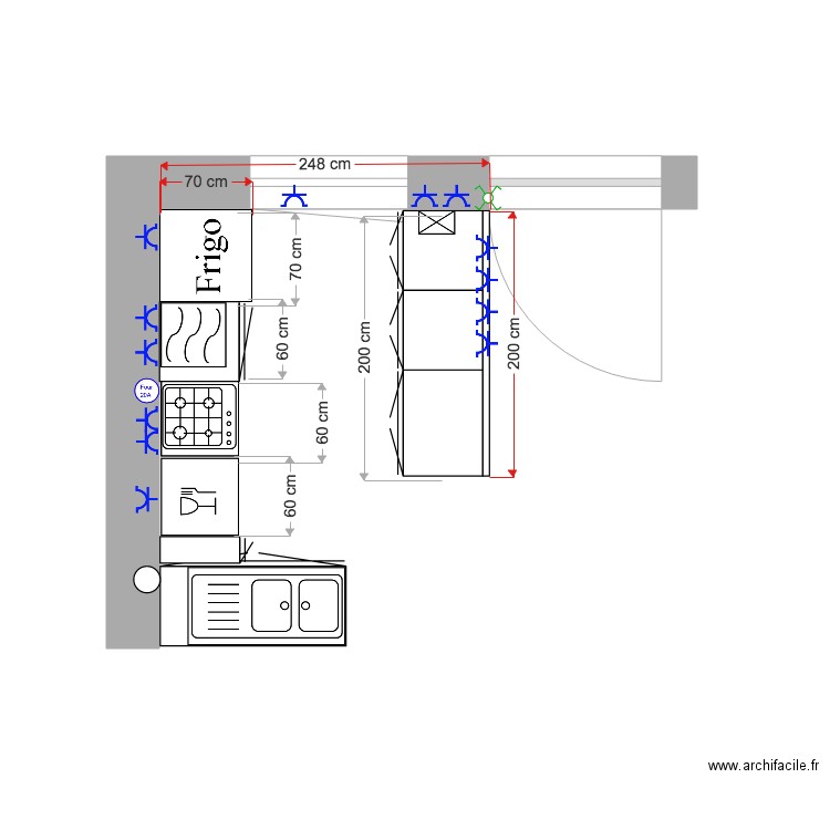 Cuisine  électricité . Plan de 0 pièce et 0 m2