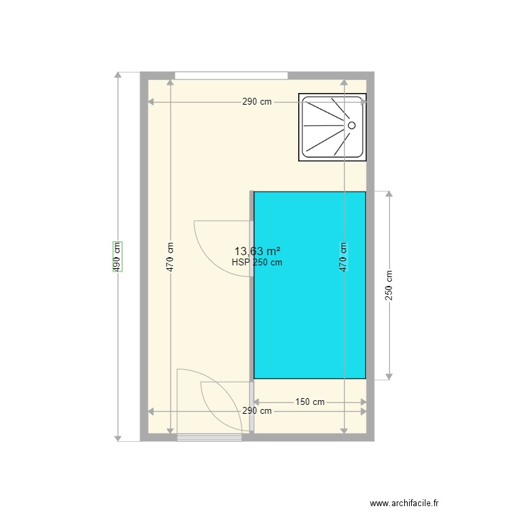 PROJET BRION SOLO 2 222021. Plan de 1 pièce et 14 m2