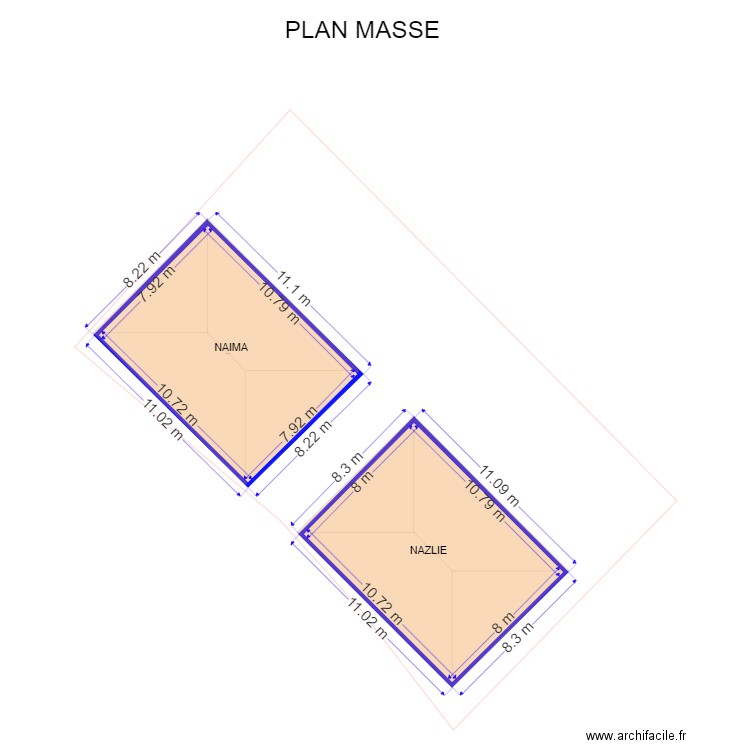 NAIMA NAZLIE. Plan de 2 pièces et 171 m2