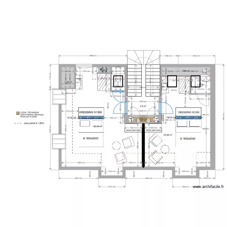 VIRGINIE PLAN COMBLE. Plan de 