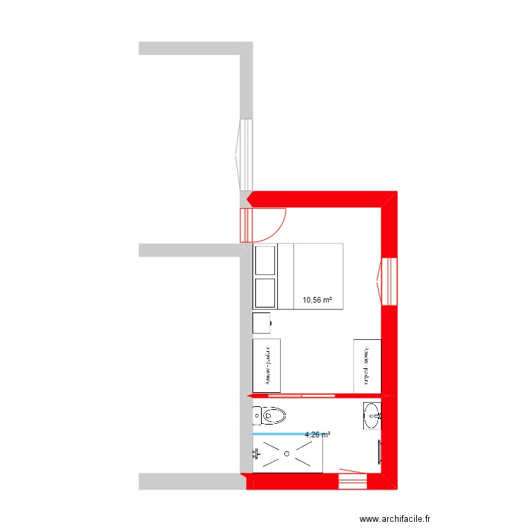 BELY 4. Plan de 2 pièces et 15 m2