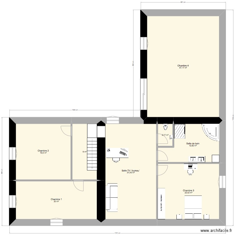 Maison Marigny Etage - CAN. Plan de 8 pièces et 165 m2