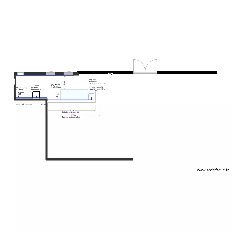 BAR plomberie eau. Plan de 