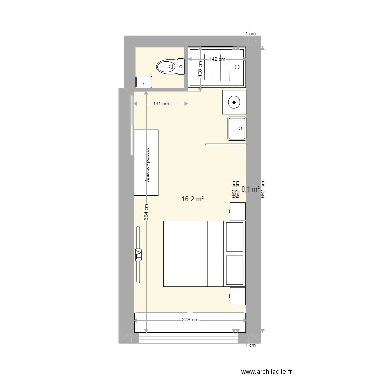 Maison blagnac. Plan de 2 pièces et 18 m2