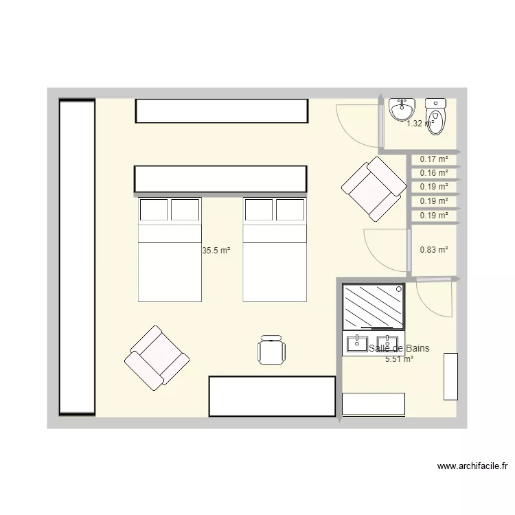 CHAMBRE DEFINITIF 44M2 OK. Plan de 
