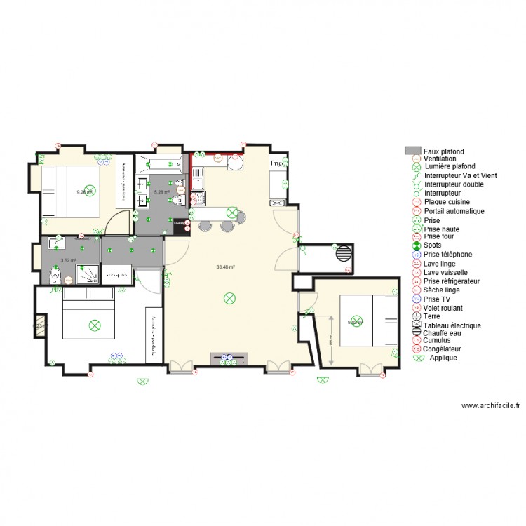 villa madelene R2 Plan électricité partie 1. Plan de 0 pièce et 0 m2