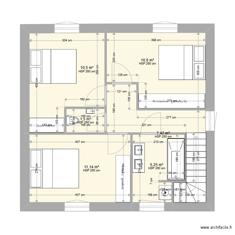 hermes 1PE. Plan de 6 pièces et 47 m2