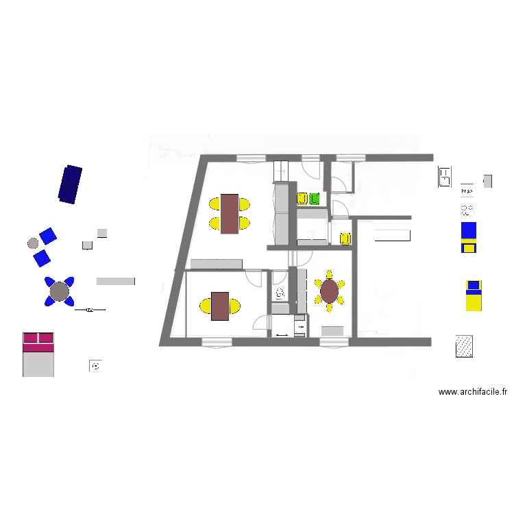 Vanves Studio Rez de jardin. Plan de 0 pièce et 0 m2