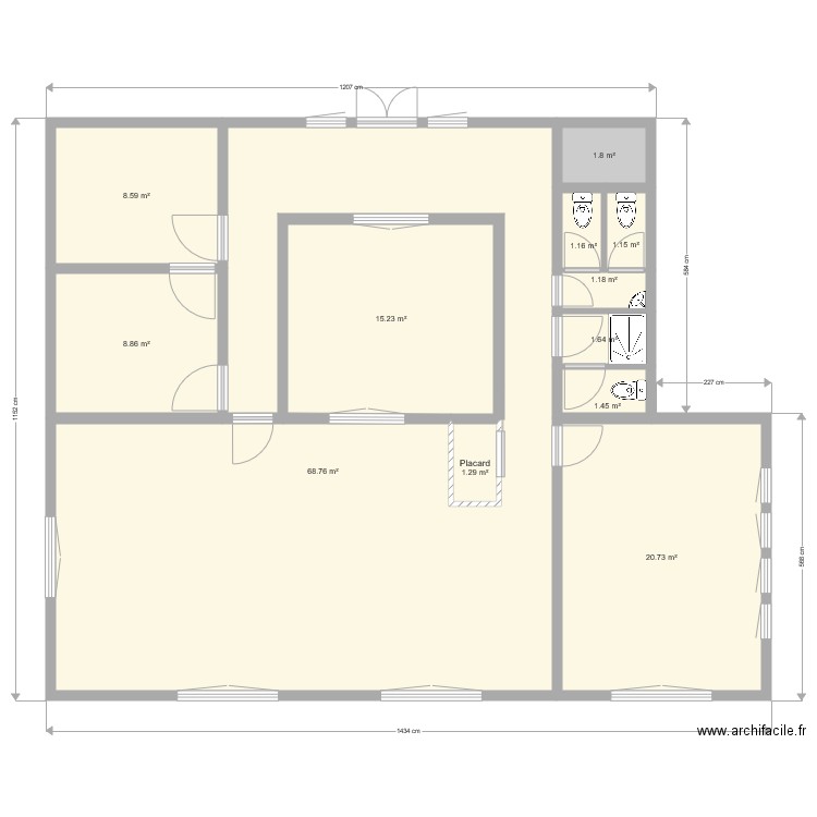 Paris  Thionville 75019 Existant . Plan de 0 pièce et 0 m2