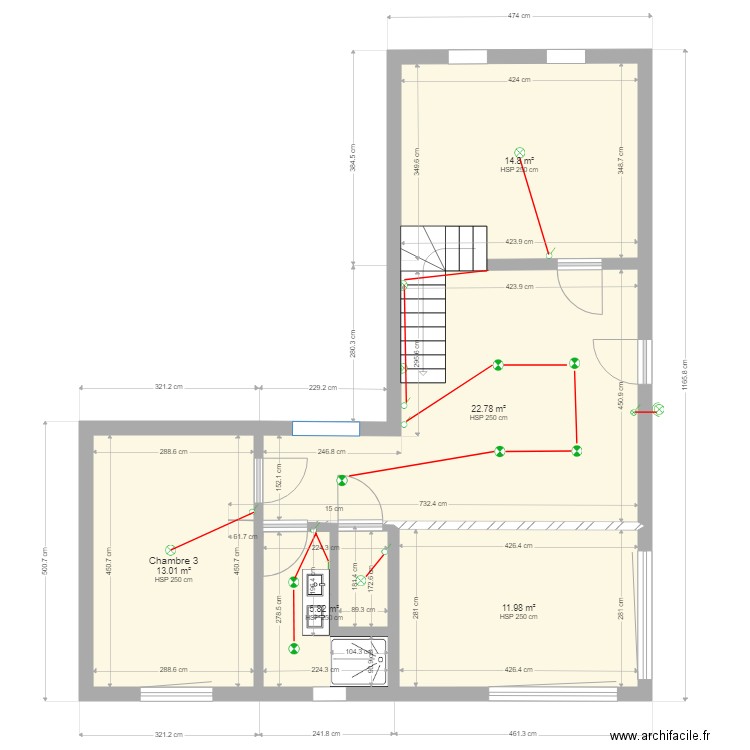 Plan etage eclairage. Plan de 0 pièce et 0 m2