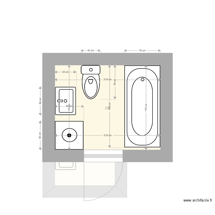 1er etage gauche salle de bain. Plan de 0 pièce et 0 m2
